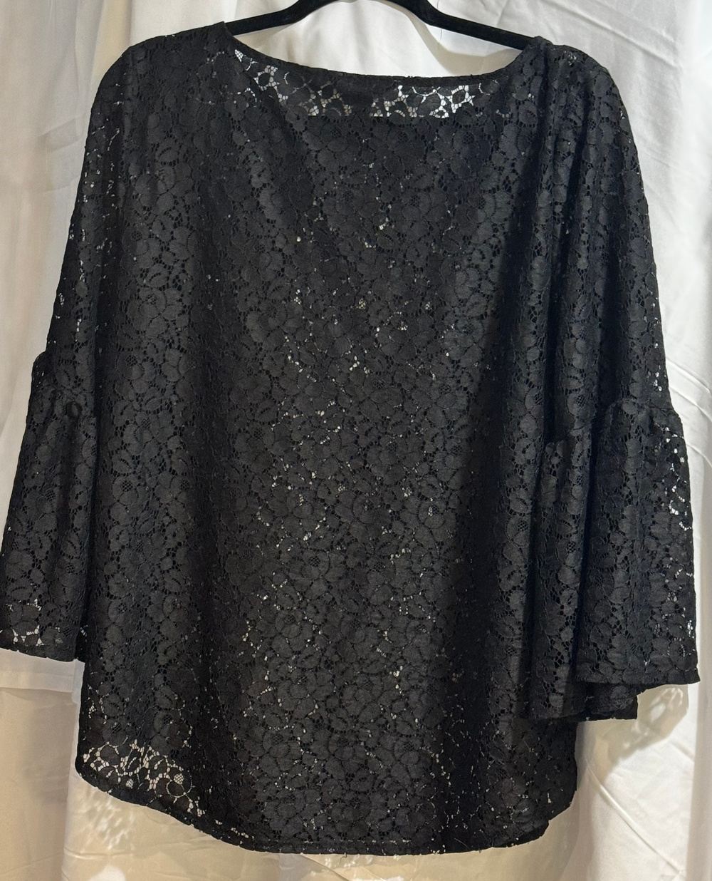 Banana Republic Lace Blouse Black Bell Sleeve Size L - Picture 4 of 6